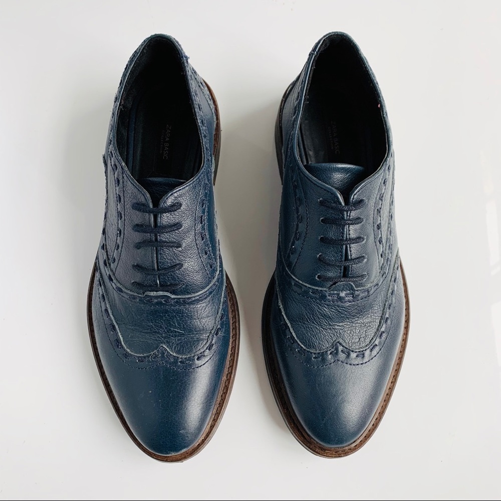 Zara Blue Size 38 Oxford Flat Shoes